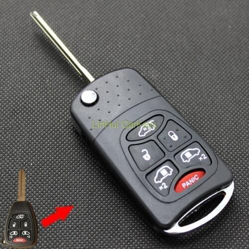 PINECONE for CHRYSLER 300C SEBRING JEEP WRANGLER COMPASS Key Shell 5+1 Buttons Uncut Brass Blade Modified Remote Key Shell 1 PC