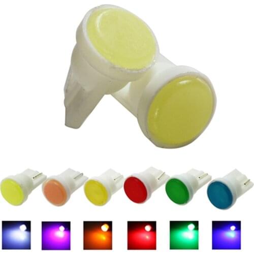 10x COB LED Diode Ceramic Base T10 Bulbs Car Interior Lights W5W 501 194 168 Corner Side Door Light Bulb White Red Blue Yellow