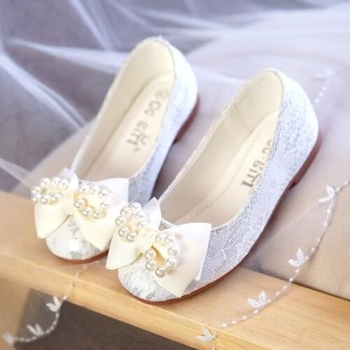 MRLOTUSNEE® Girls‘ Lace / Mesh Flats Girls Closed Toe Lace Flat Heel Flats Flower Girl Shoes With Beading Bowknot 607-78B