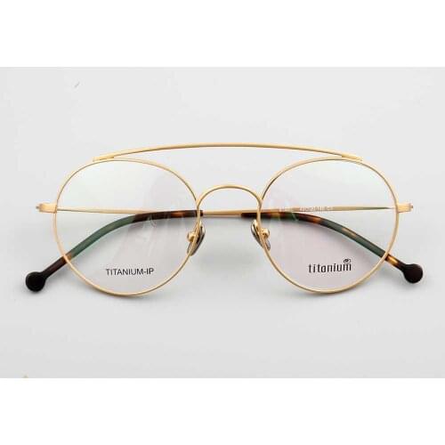 YOUTOP Mens Womens Pure Titanium Round Double Bridge Full-rim Optical Eyeglasses Frames 9145