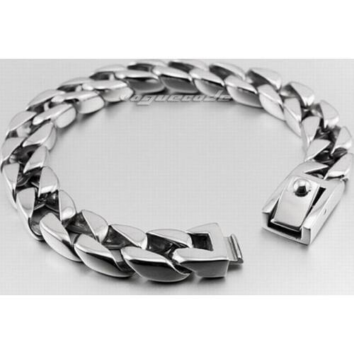 LINSION 316L Stainless Steel Mens Bracelet Boys Biker Punk Link Chain 5C010 Free Shipping