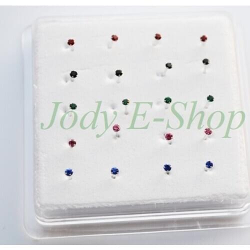 Newest Nose Ring Piercing 20pcs/box Mixed Color 925 Sterling Sliver Crystal Fashion Body Jewelry Earring Straight