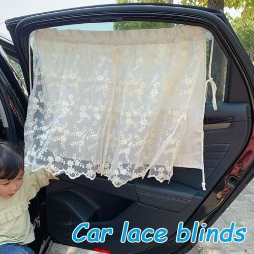 Newly Lace Car Window Sun Shade Portable Double-layer Auto Curtain Heat Shield Sun Protection for Baby Children