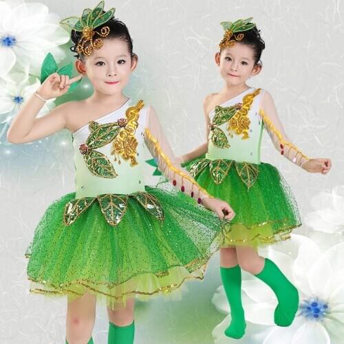 New 2018 Sequins Jazz Dance Costume Girl Princess Party Dresses Dance Costumes Performing Veil Tutu Dress for Girls Vestidos
