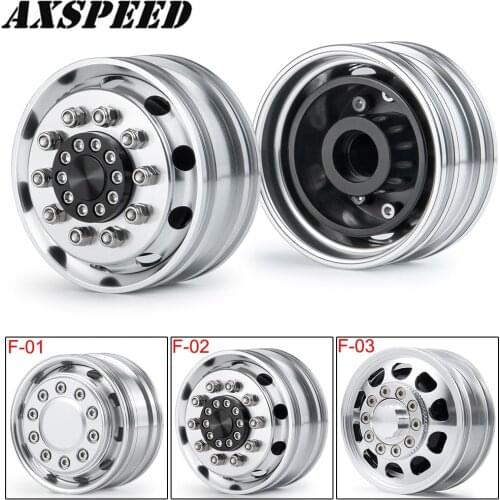 AXSPEED Tamiya Front Wheel Hub CNC Metal Wheel Rim 10 Spoke for 1:14 Tamiya Trailer Tractor Truck RC Crawler Car Parts