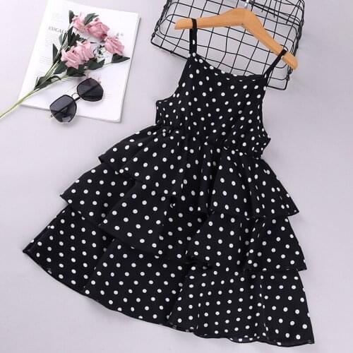 Girls' Dresses 2021 Summer Childrens Clothing Western Polka Dot Sleeveless Princess Dress Chiffon Girl Birthday Party Dress