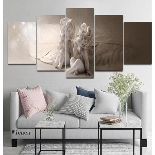 Nordic Family Decoration Posters Hd Printing Five Pieces Simple Cute Little Angel Canvas Painting Pictures Wall Art for Room