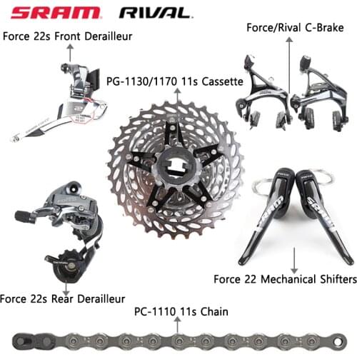 SRAM Force Rival 22 2X11 Speed Road Bike Bicycle Part Groupset Derailleur Kit Brake Cassette 11-28T 11-32T Without Crankset