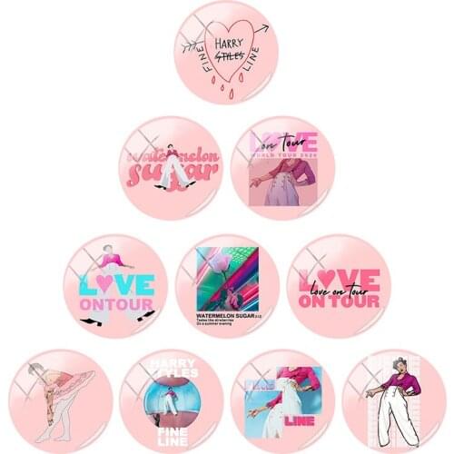 Fine Line Korean Hip Hop Graphic 12/15/16/18/20/25mm Glass Cabochon Dome Flat Back For DIY Jewelry Making Accessories 10pcs/Lot