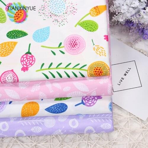 TIANXINYUE 4pcs/lot Dandelion fabric flower Cotton Fabric Patchwork Tissue Cloth Diy Handmade Quilting Sewing Sheets Dress