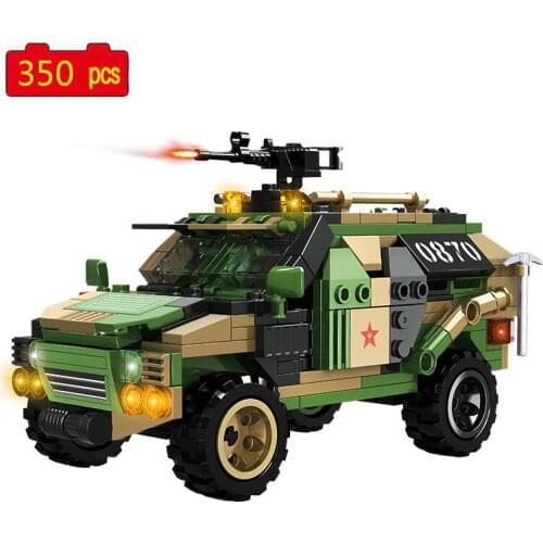 Military Series WWII Multifunctional Mountain Cross-country Armored Vehicle DIY Model Building Blocks Bricks Toys Gifts