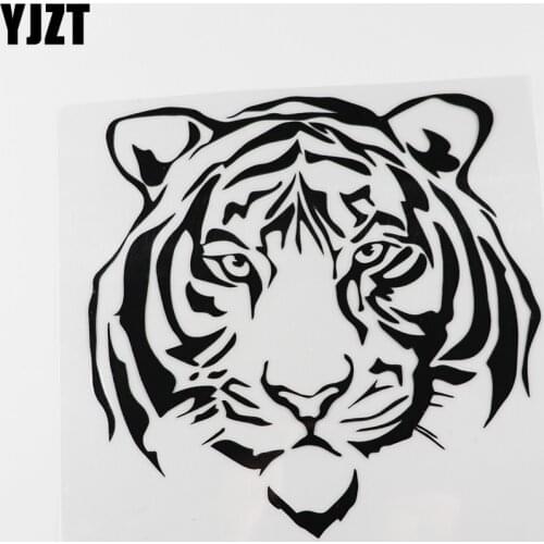 YJZT 16.2CMX15.7CM Beautiful Tiger Predator Animal Tribal Vinyl Car Sticker Black /Silver 13C-0190