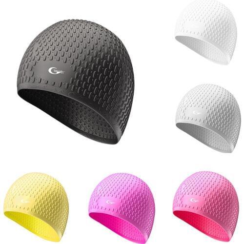 YONSUB Swimming Cap Silicone Waterproof Caps Protect Ears Long Hair Swim Pool Hat Swimming Cap free Size For Men & Women Adults