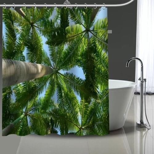 Coconut Forest Custom Pattern Polyester Bath Curtain Waterproof Shower Curtains DIY Bath Screen Printed Curtain For Bathroom