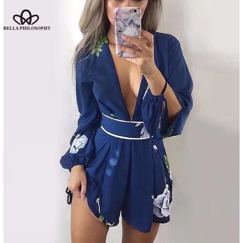 HStar 2020 summer holiday sexy v-neck women playsuits hollow out backless ladies rompers lace up female playsuits