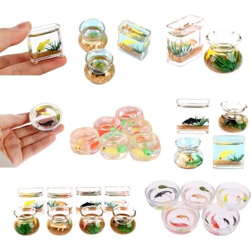 1/12 Lovely Dollhouse Miniature Glass Fish Tank Bowl Aquarium Doll House Home Ornaments Toys