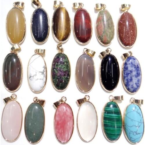 Natuursteen Agaat tijgeroog Quartz crystal Opal Water drop Hanger Kralen Bedels Sieraden voor Kettingen Sieraden Maken 1 pcs F6