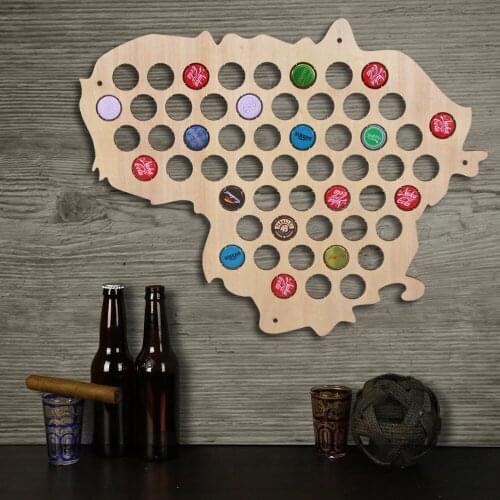 1Piece Lithuania Beer Bottle Cap Map Collection Art Custom-made Beer Cap Map Wooden Craft Gift For Beer Aficionado