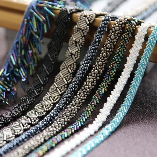1 yards 0.7-4cm wide tassel fringe beads tapes blue /colored lace trim ribbon clothes dress lace fabric Z108