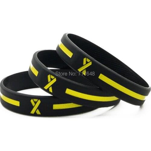 100pcs Yellow Ribbon wristband silicone bracelets free shipping by ePacket A