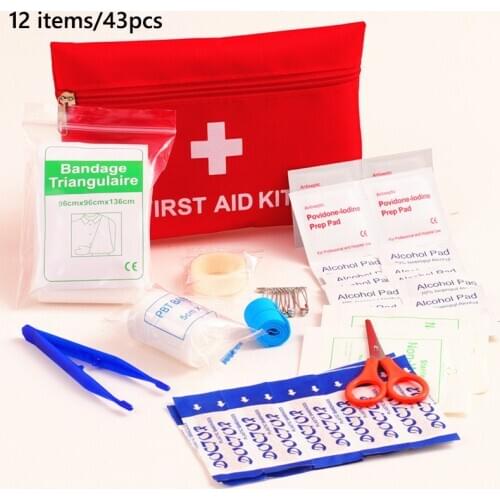 12 Items/43pcs Emergency Survival Kit Mini First Aid Kit Sport Travel Car kit Home Medical Bag Outdoor Car First Aid Kit