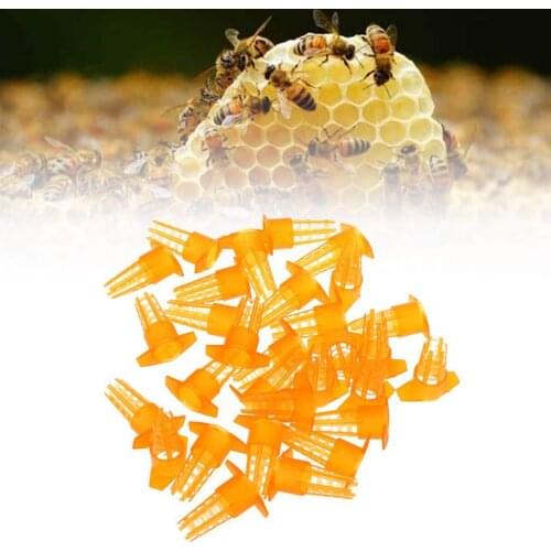 20 pcs Beekeeping Tools Yellow Plastic Bee Queen Cage Protective Cover Beekeeping Tools Cell Protector Cages