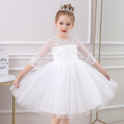 2021 Dress Up Girl Childrens Clothing Wedding Bridesmaid Tulle Dresses Elegant Birthday Party Princess Dress Girls Kids Vestido