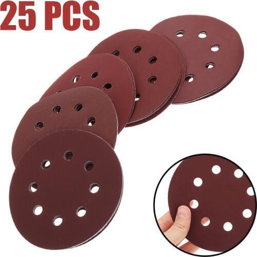 25Pcs 8 Hole 5'' Sandpapers Flocking Sandpaper Abrasive Polishing Tools 800 1000 1200 1500 2000 Grit Sander Disc