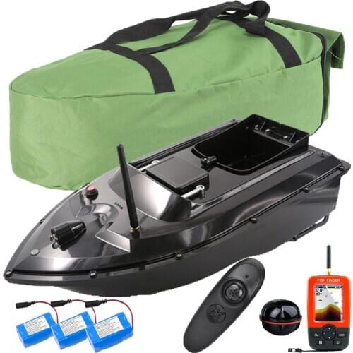 500M Wireless RC Fishing Bait Boat 2 Hoppers Hook/Bait post 2 Motors ,LCD GPS Sonar Fishfinder,Handbag,Battery for Angling Sport
