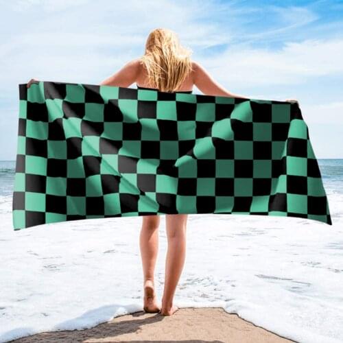 75*155cm Demon Slayer Kamado Tanjirou Beach Towel Bath Robe Cosplay Cloak Cape Air-Condition Blanket