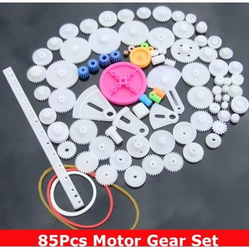85pcs Plastic Gear Rack Pulley Belt Worm Gear Single Double Gear Teeth For DIY Model Toy Car Boat Robot Scientific Experiment