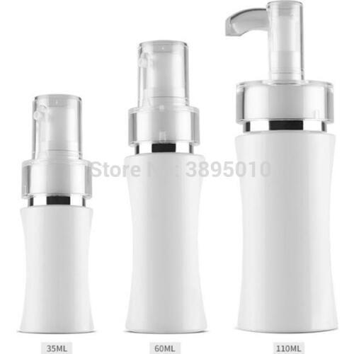 Promotion 35/60/110ml Empty Plastic Press Lotion Bottle White Women Cosmetic Container Small Emulsion Pot F706