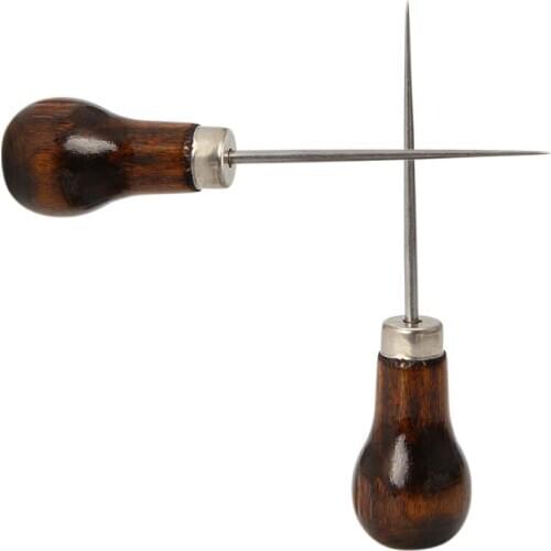 Awl Pricker Hole Maker Tool Punch Sewing Stitching Leather Craft Wooden Handle