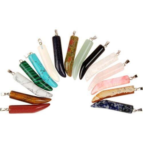 Free Shipping Wholesale 50pcs/lot Natural Stone Virilia Shape Pendant in Mixed Unakite Tiger Eyes PhallicWorship Necklace Charms