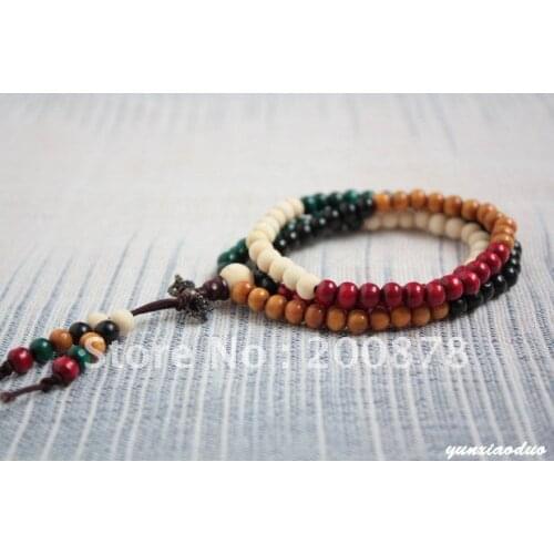 BRO989 Buddhist 108 beads colorful Sandalwood prayer beads malas,6mm,Fashion wooden beaded bracelet
