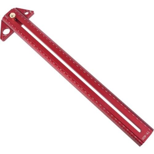 Woodworking Scribing Ruler Aluminum Alloy 400MM Hole Scribing Multi-angle Ruler Line Drawing Measuring Gauge Tools