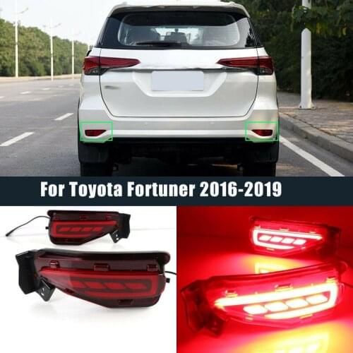 For Toyota Fortuner 2016-2019 LED Rear Bumper Fog Light with Turn Signal Brake Light Lamp Reflector Driving Lights