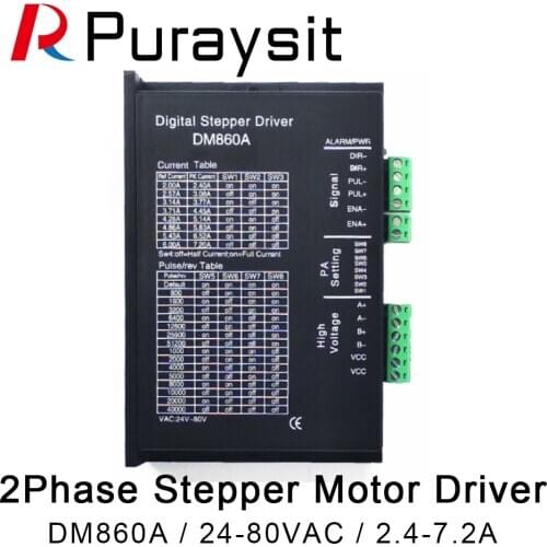 Puraysit 86 2Phase DM860A 24-80VAC 2.4-7.2A Digital Stepper Motor Driver with Low Noise