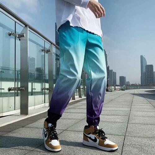 2021 Gradient Jogger Pants Men Streetwear Hip hop Harem Pants Loose Casual Sport Elastic waist Ankle length Trousers