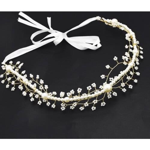 European And American Fashion Trend Boutique Bridal Hair Clips Headdress Golden Starry Pearl Chain Tassel Hair Band