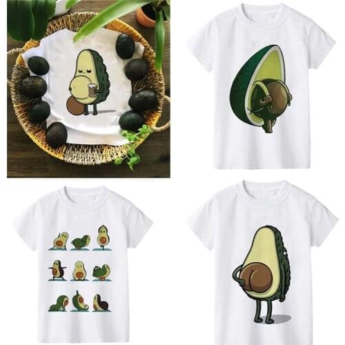 Boys T Shirt Girls Kids Children Tops Cute Avocado Clothing Short Sleeves Movement Funny Summer Clothes Print Cartoon White Tee