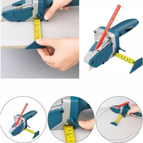Gypsum Board Cutting Tool With Scale Tools Woodworking Scribe Hand Push Drywall Cutting Artifact Tool with Tape Measure