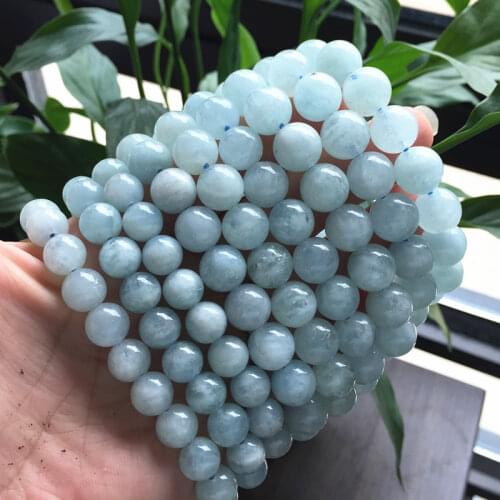 Natural Aquamarines Stone Bead Bracelet Elastic 5 m 6 mm 7 mm 8 mm Round Smooth Beads Bangle Blue Color Crystal Women Jewelry