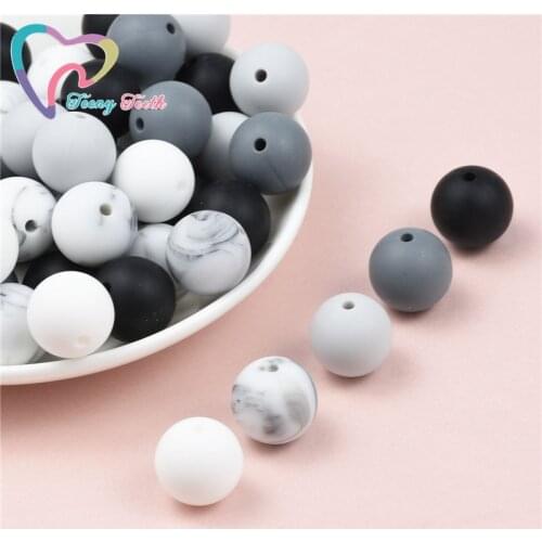 20 PCS 9-15 MM Silicone Round Beads Baby Teething Ball Pendant Accessories Food Grade Silicone BPA Free Silicone Teethers