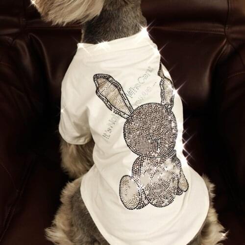 Summer Pet Dog Clothes,Fashion Design Rhinestone Puppy T-shirt,Teddy Chihuahua Tee Tops Dropshipping Spring Soft Dog T-shirt