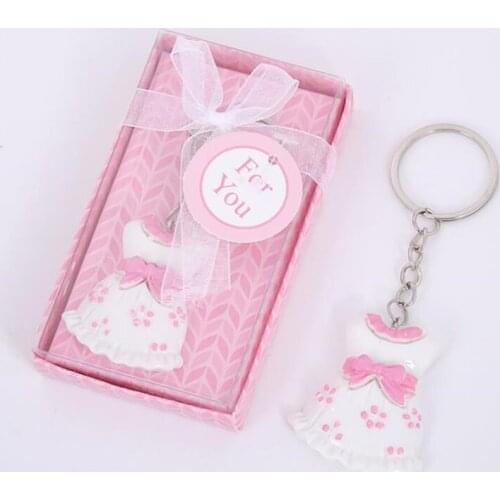 Mini Pink Dress Resin Keychain Wedding Party Favors Baby Shower Gifts Bag Key Rings F20173767