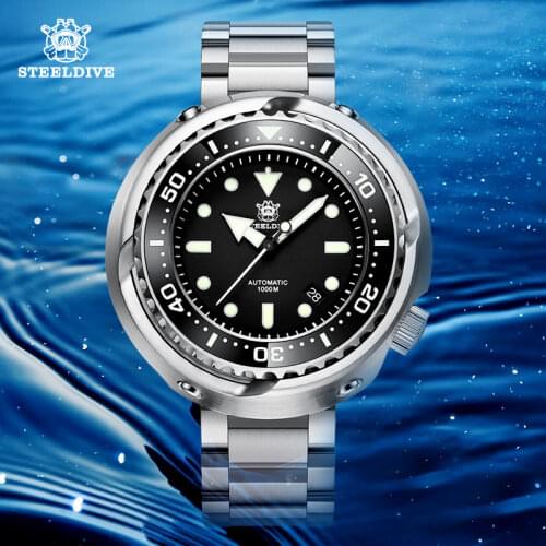 STEELDIVE 1978 Big Tuna Automatic Mechanical Watch Men NH35A Sapphire Crystal Self Wind Automatic Diver Watches 1000m Waterproof