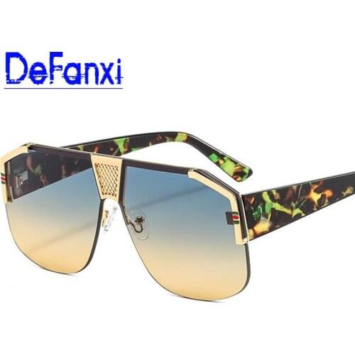 2021 Male Fashion Big Square Sunglasses Trend Luxury Designer Overszied Green Shades Men Brand Rimless Gradient Sun Glasses