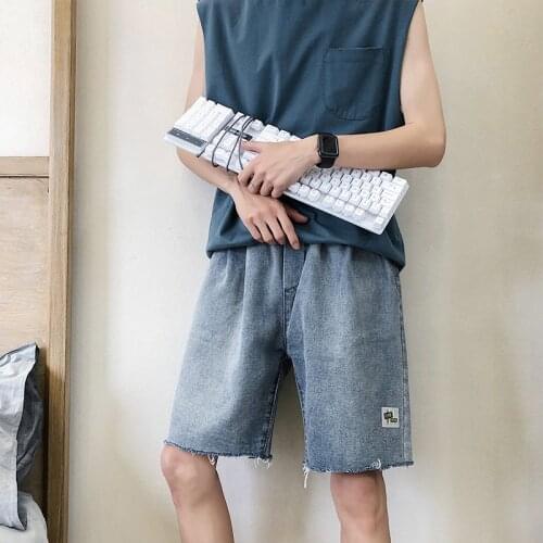 Summer Loose Men Shorts Fashion Simplicity Style Casual Denim Shorts Straight Male Knee Length Jeans