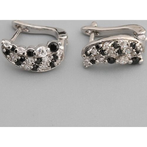 Hot Black Stone 2*2mm Semi-precious Silver Cool For Womens Earrings ED0710